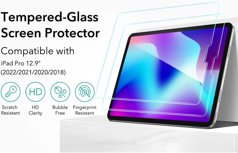 Esr Tempered Glass Screen Protector for Apple iPad Pro 12.9 2022/2021/2020/2018, Clear